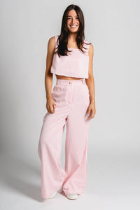 Striped crop tank top pink - Cute tank - Trendy Easter Clothing Line at Lush Fashion Lounge Boutique in Oklahoma