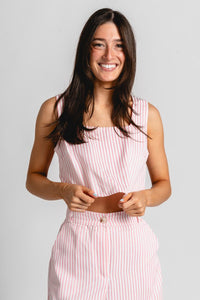 Striped crop tank top pink - Stylish tank - Cute Easter Outfits at Lush Fashion Lounge Boutique in Oklahoma