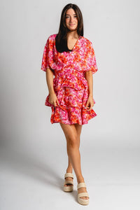 Floral flare dress pink - Stylish dress - Trendy Staycation Outfits at Lush Fashion Lounge Boutique in Oklahoma City