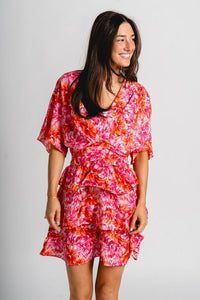 Floral flare dress pink - Trendy dress - Cute Vacation Collection at Lush Fashion Lounge Boutique in Oklahoma City