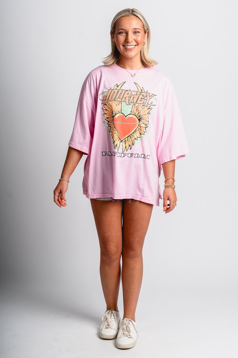 Journey Faithfully oversized band tee crystal pink