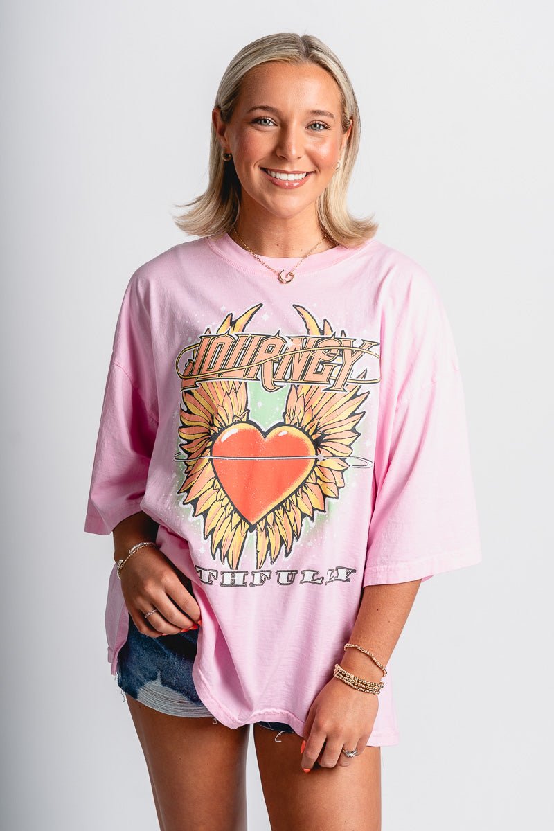 Journey Faithfully oversized band tee crystal pink