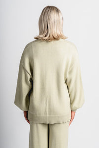 Tie front sweater cardigan sage - Adorable Sweater - Stylish Comfortable Outfits at Lush Fashion Lounge Boutique in OKC