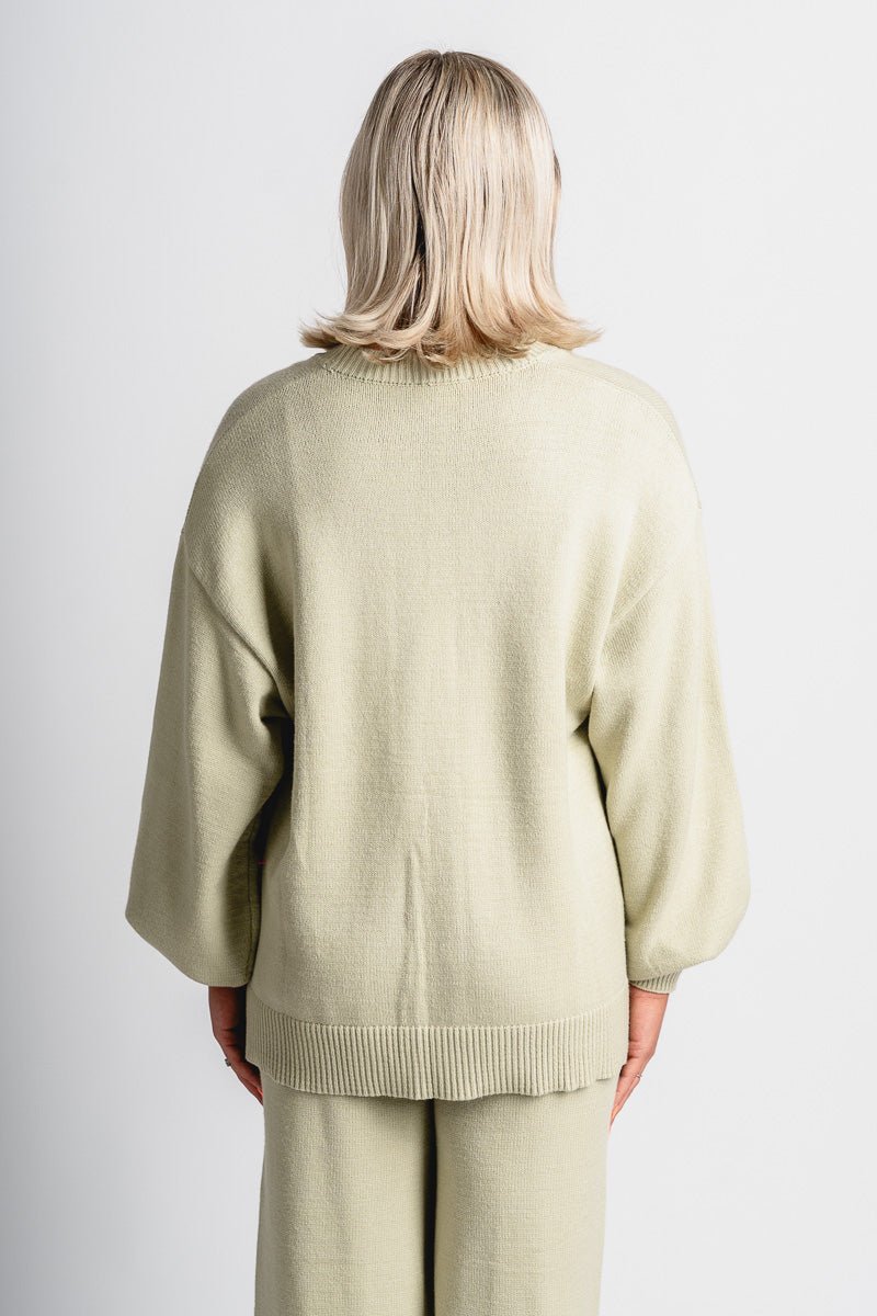 Tie front sweater cardigan sage - Adorable Sweater - Stylish Comfortable Outfits at Lush Fashion Lounge Boutique in OKC