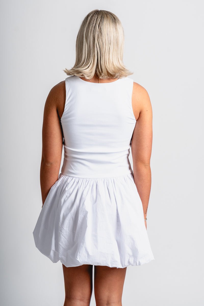 Balloon hem mini dress white