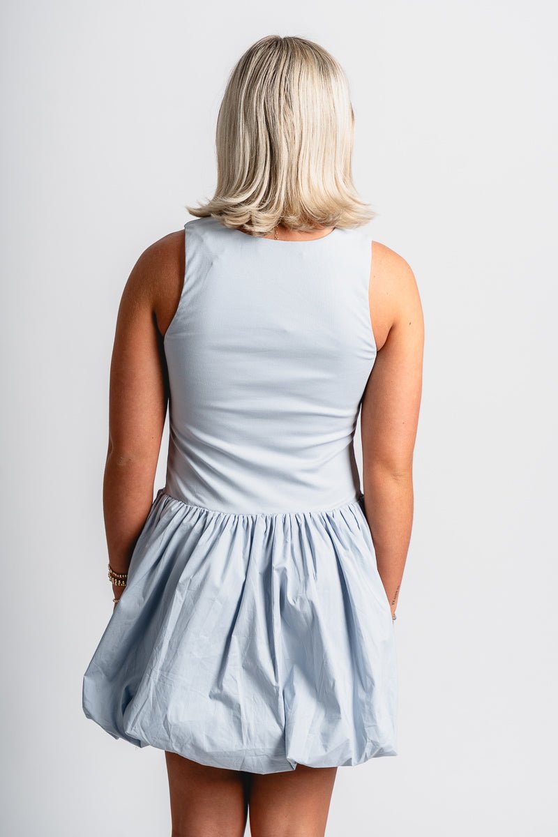 Balloon hem mini dress periwinkle
