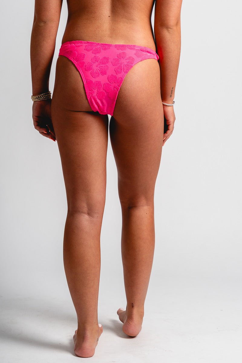 Terry jaquard bikini bottoms pink floral - Adorable bikini bottom - Stylish Vacation T-Shirts at Lush Fashion Lounge Boutique in Oklahoma City