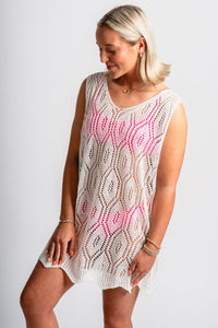 Cleo crochet swimsuit coverup white - Trendy cover up - Cute Vacation Collection at Lush Fashion Lounge Boutique in Oklahoma City