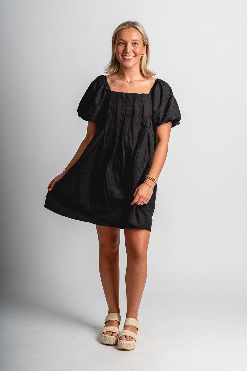 Puff sleeve mini dress black - Trendy Dress - Fashion Dresses at Lush Fashion Lounge Boutique in Oklahoma City