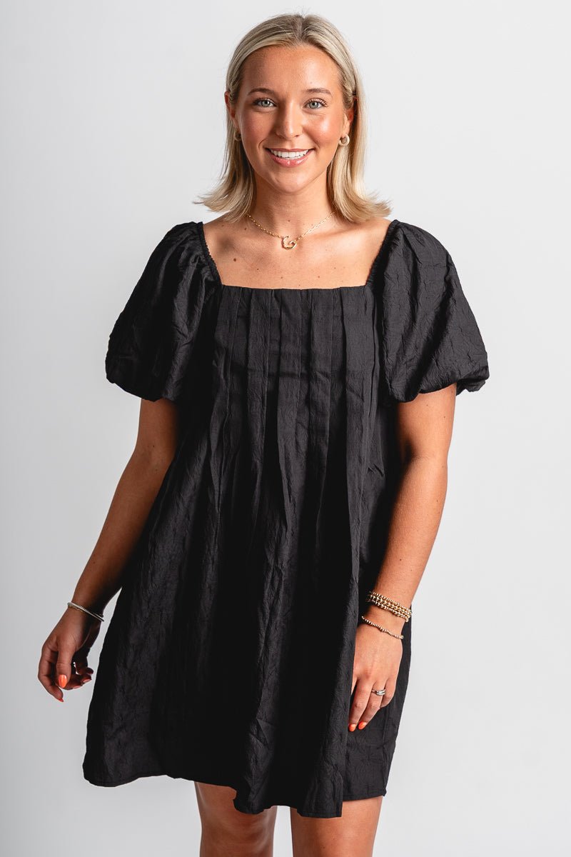 Puff sleeve mini dress black - Cute Dress - Trendy Dresses at Lush Fashion Lounge Boutique in Oklahoma City