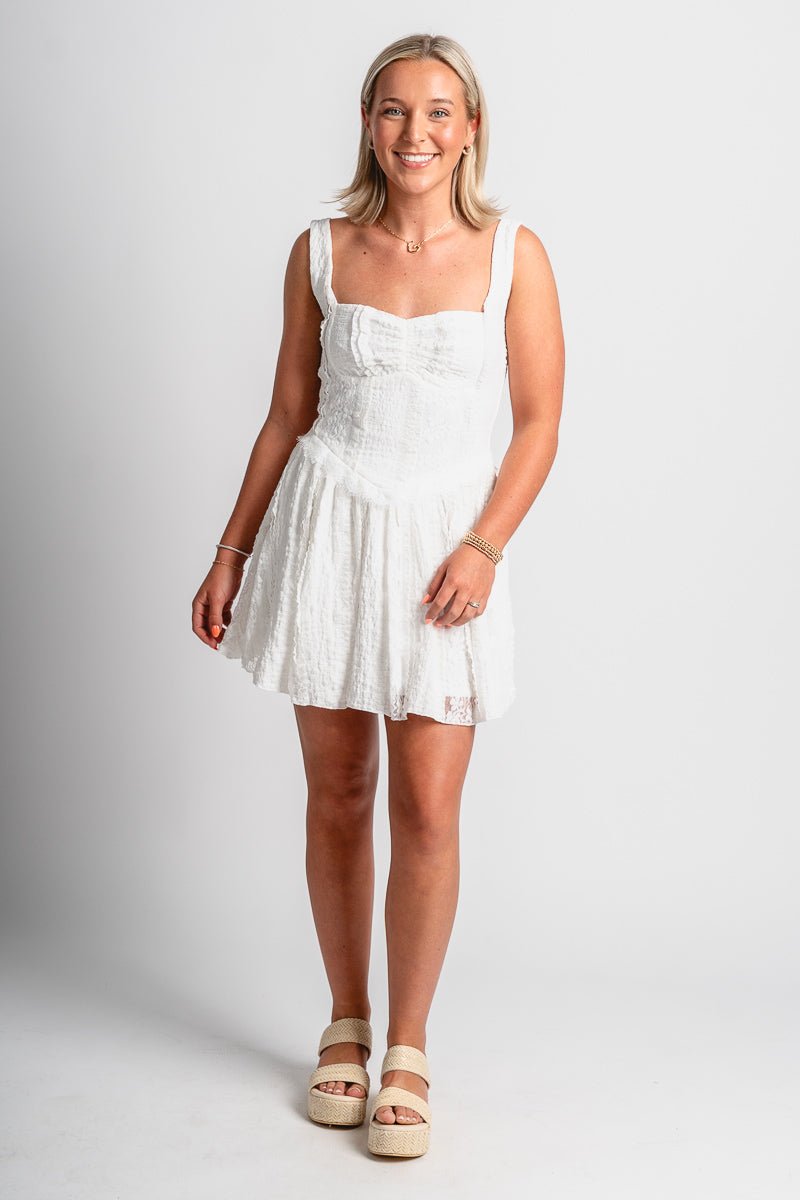 Lace mini dress off white - Trendy Dress - Fashion Dresses at Lush Fashion Lounge Boutique in Oklahoma City
