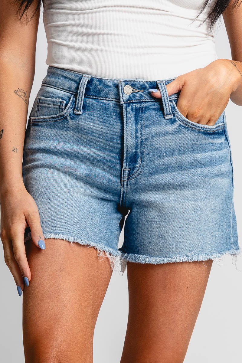 Vervet high rise relaxed shorts riptide - Trendy shorts - Cute Vacation Collection at Lush Fashion Lounge Boutique in Oklahoma City
