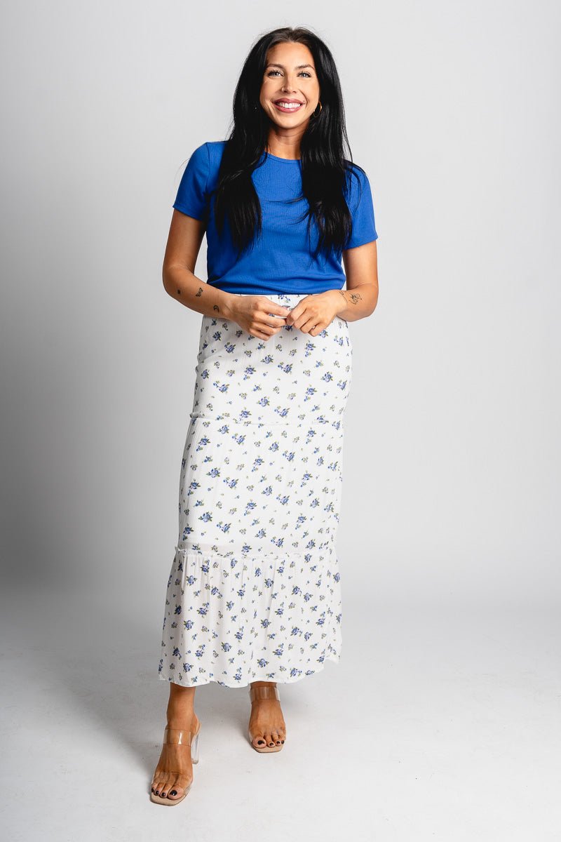 Floral maxi skirt white | Lush Fashion Lounge: boutique fashion skirts, affordable boutique skirts, cute affordable skirts