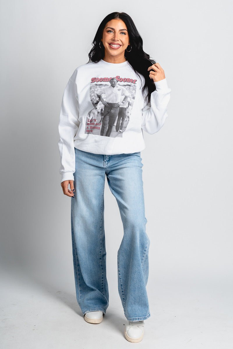 OU OU Barry Switzer magazine sweatshirt white Sweatshirt | Lush Fashion Lounge Trendy Oklahoma University Sooners Apparel & Cute Gameday T-Shirts