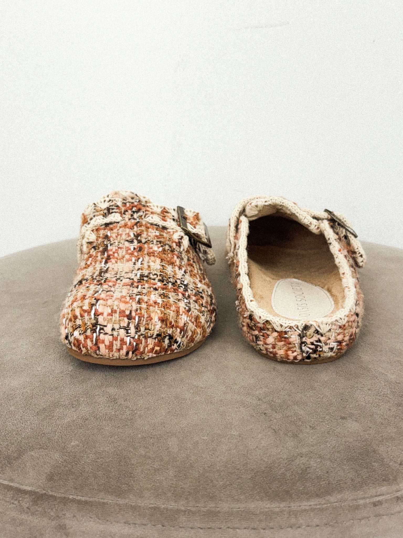 Teri tweed buckle mule chai - Affordable Shoes - Boutique Shoes at Lush Fashion Lounge Boutique in Oklahoma City