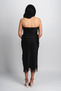 Strapless lace trim midi dress back - Affordable dress - Boutique Dresses at Lush Fashion Lounge Boutique in Oklahoma City