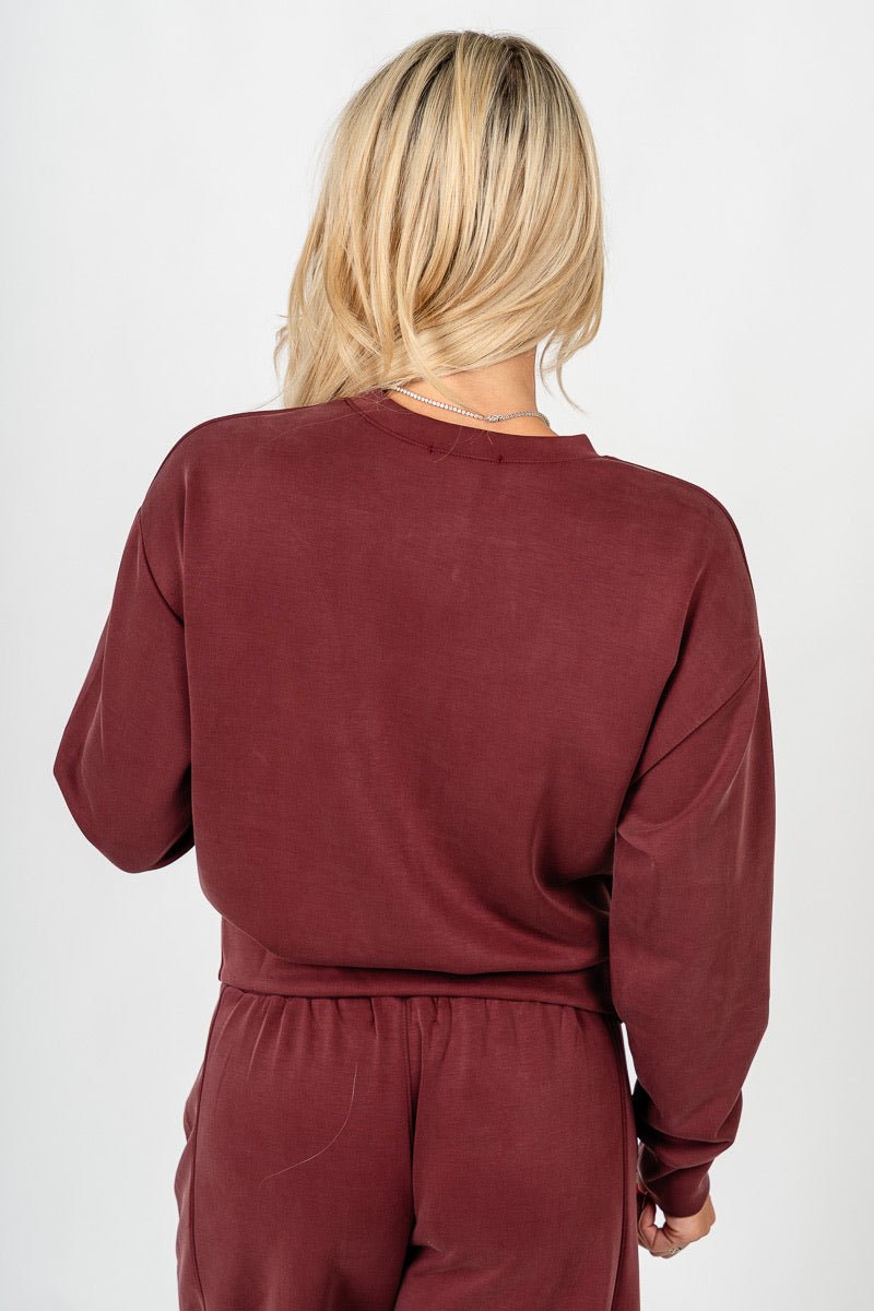 Techno twist long sleeve top maroon