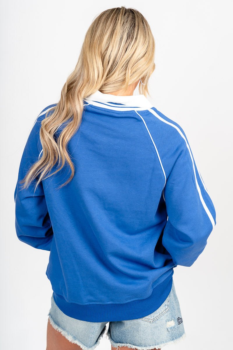 Oklahoma City Thunder varsity collared crewneck sweatshirt royal