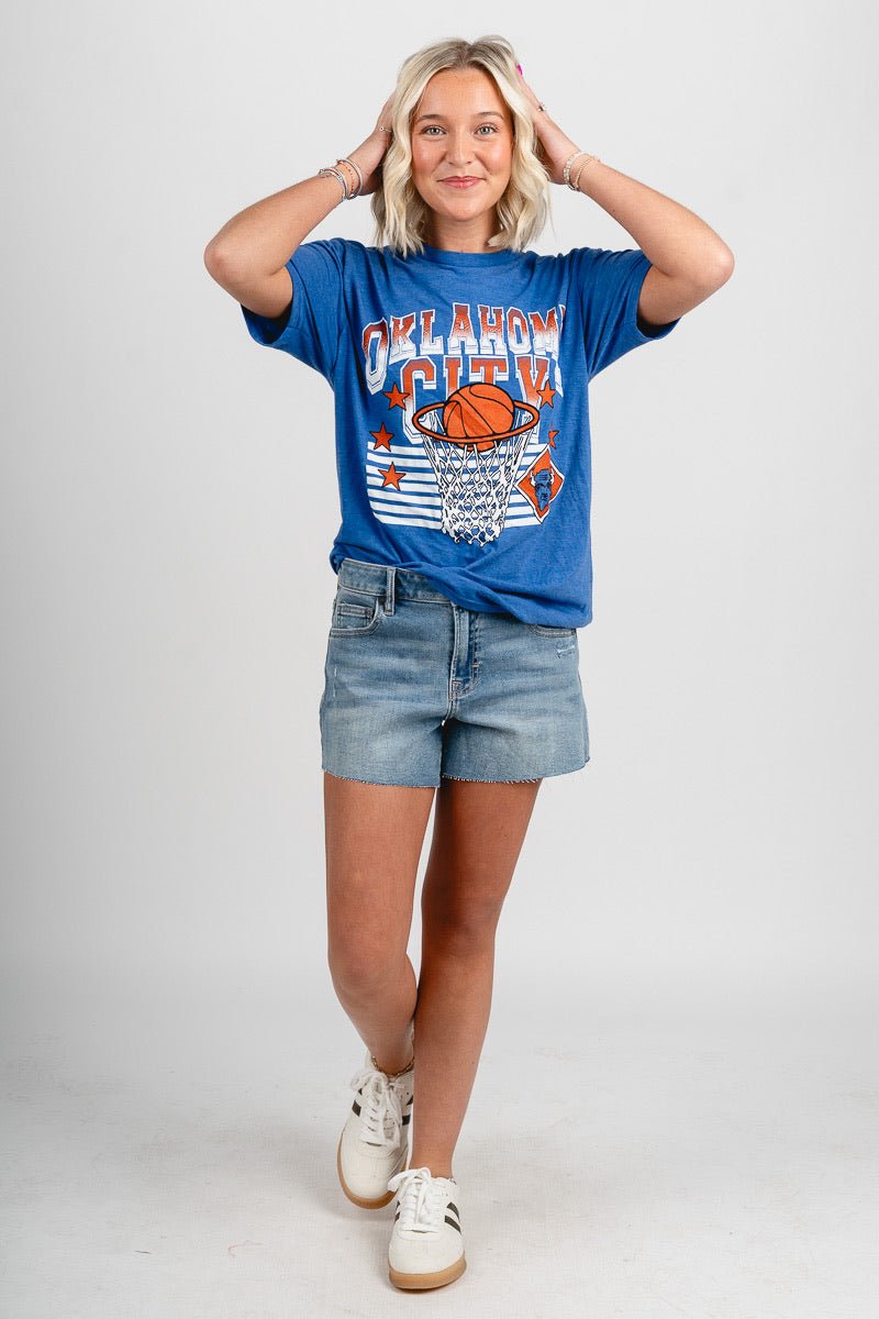 OKC basketball swish lines unisex t-shirt royal - Oklahoma City inspired graphic t-shirts at Lush Fashion Lounge Boutique in Oklahoma City