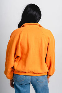 Collared oversized sweatshirt orange - Fun Sweatshirt - Unique Lounge Looks at Lush Fashion Lounge Boutique in Oklahoma