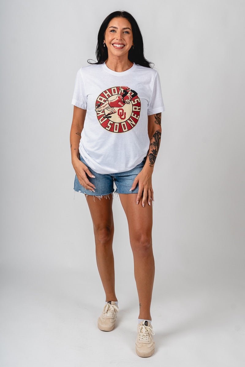 OU OU Sooners vault bomber unisex t-shirt white T-shirt | Lush Fashion Lounge Trendy Oklahoma University Sooners Apparel & Cute Gameday T-Shirts