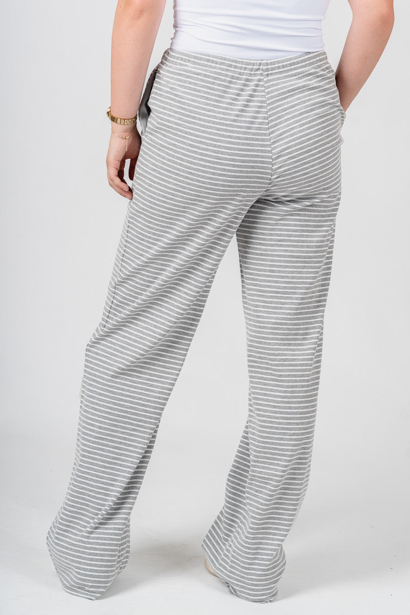 Striped wide leg pants heather grey/white