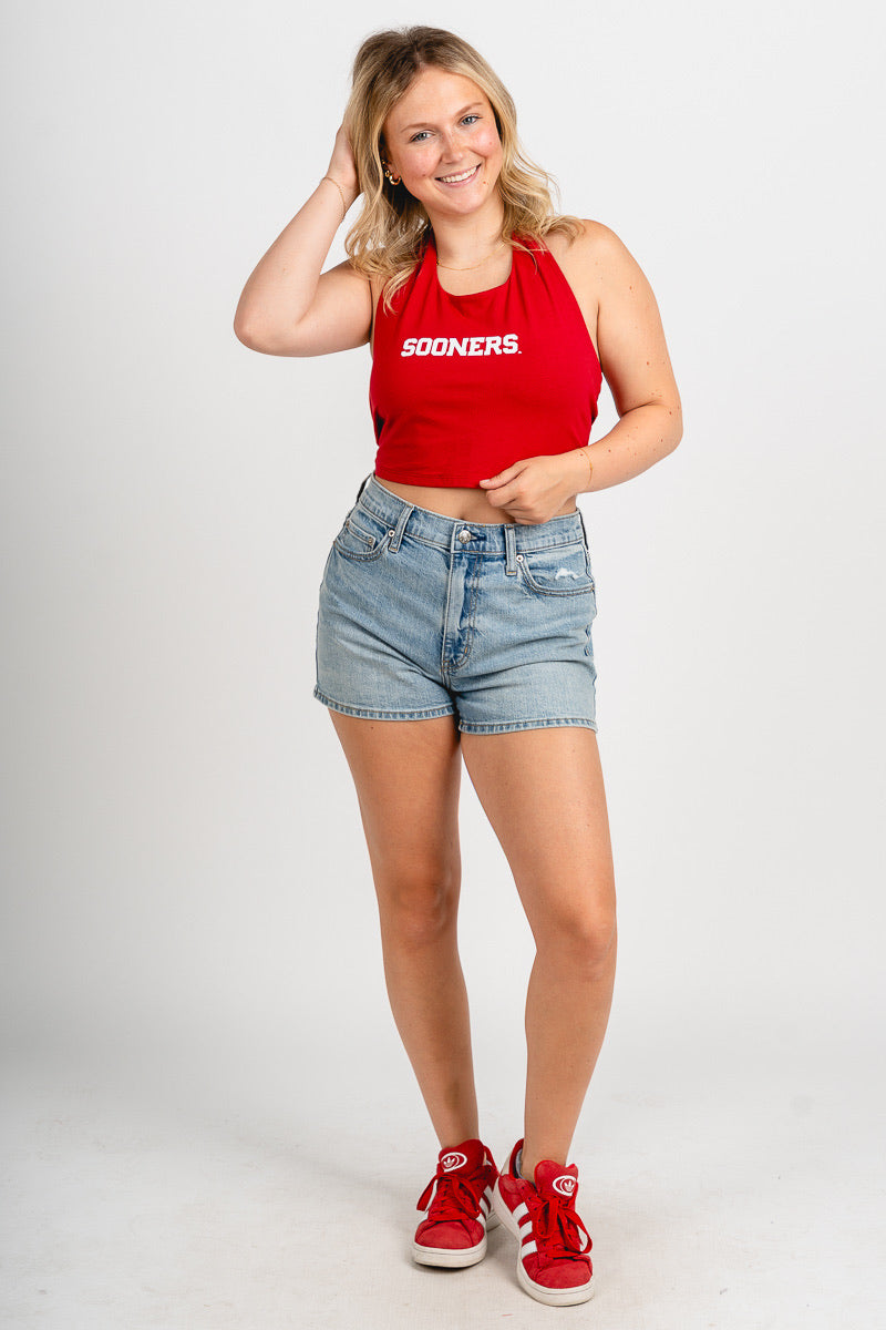 OU OU Sooners tailgate halter top cardinal halter top | Lush Fashion Lounge Trendy Oklahoma University Sooners Apparel & Cute Gameday T-Shirts