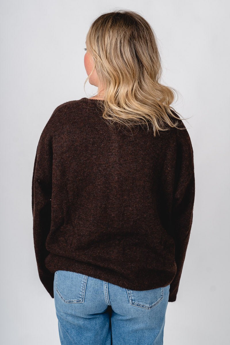 Button up sweater cardigan dark brown