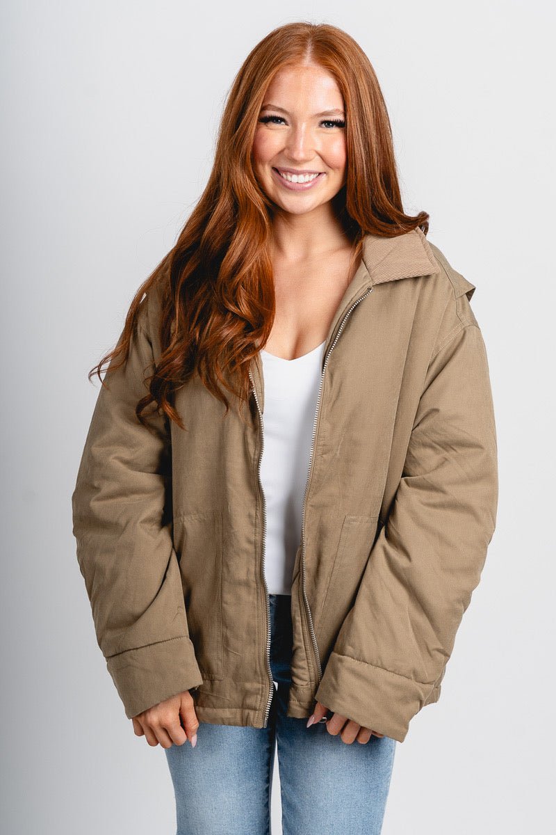 Puffer barn jacket olive – Affordable Blazers | Cute Black Jackets at Lush Fashion Lounge Boutique in Oklahoma City