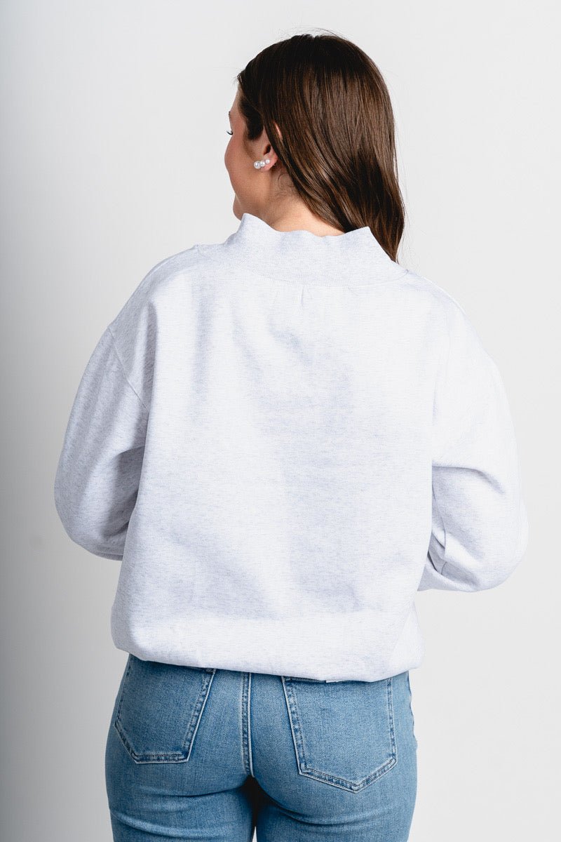 Mock neck boxy sweatshirt grey