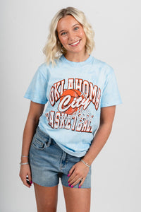 OKC basketball swish ball tie dye t-shirt fiji blue - Stylish T-shirt - Cute Mommy and Me Apparel at Lush Fashion Lounge Boutique in Oklahoma