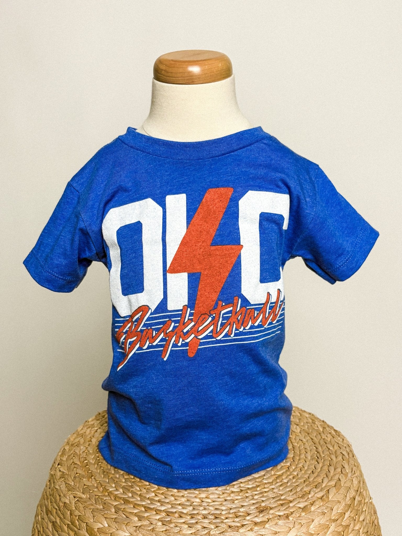 KIDS OKC basketball bolt lines tee royal - Stylish T-shirt - Cute Mommy and Me Apparel at Lush Fashion Lounge Boutique in Oklahoma