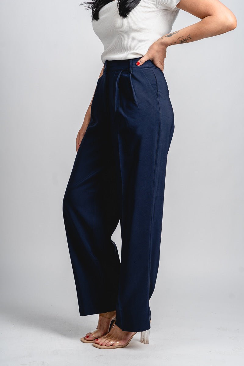 High waist pleated pants navy | Lush Fashion Lounge: women's boutique pants, boutique women's pants, affordable boutique pants, women's fashion pants