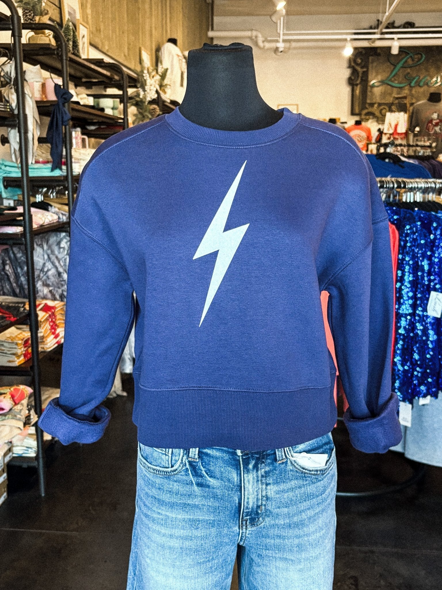 OKC bolt crop sweatshirt navy