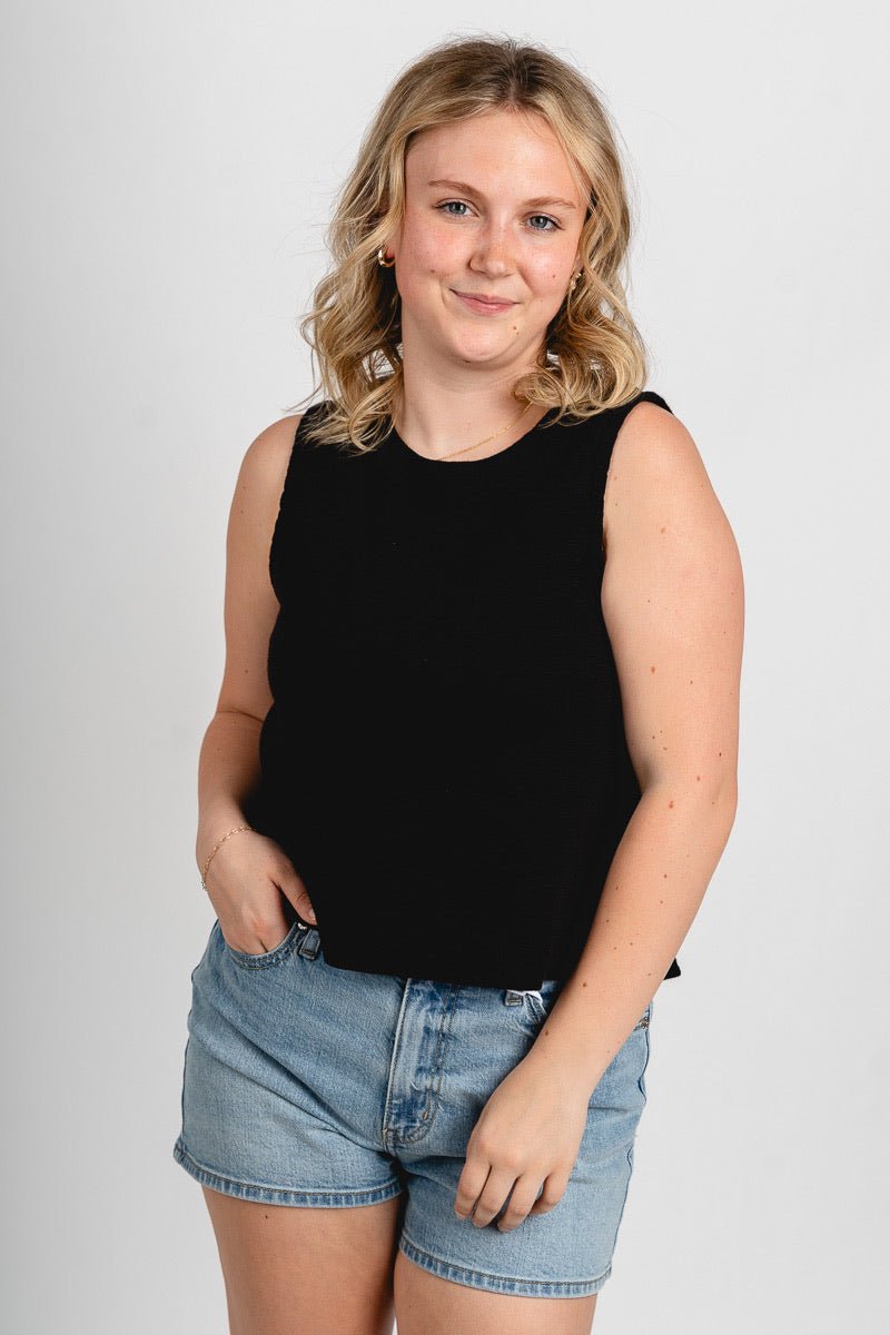 Boxy crop tank top black - Affordable Tank Top - Boutique Tank Tops at Lush Fashion Lounge Boutique in Oklahoma City