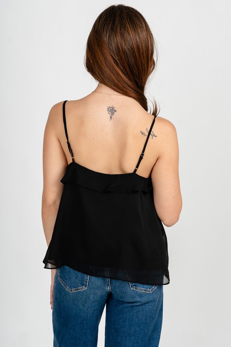 Ruffle tank top black