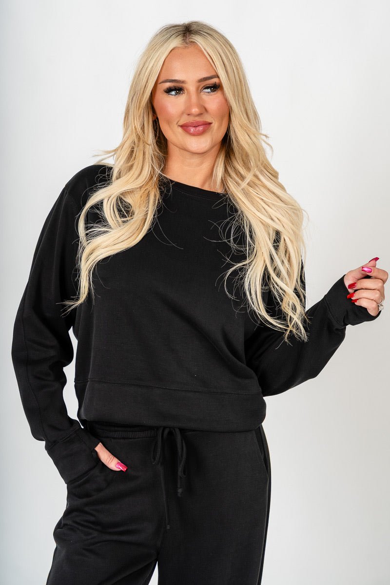 Techno thumbhole long sleeve top black