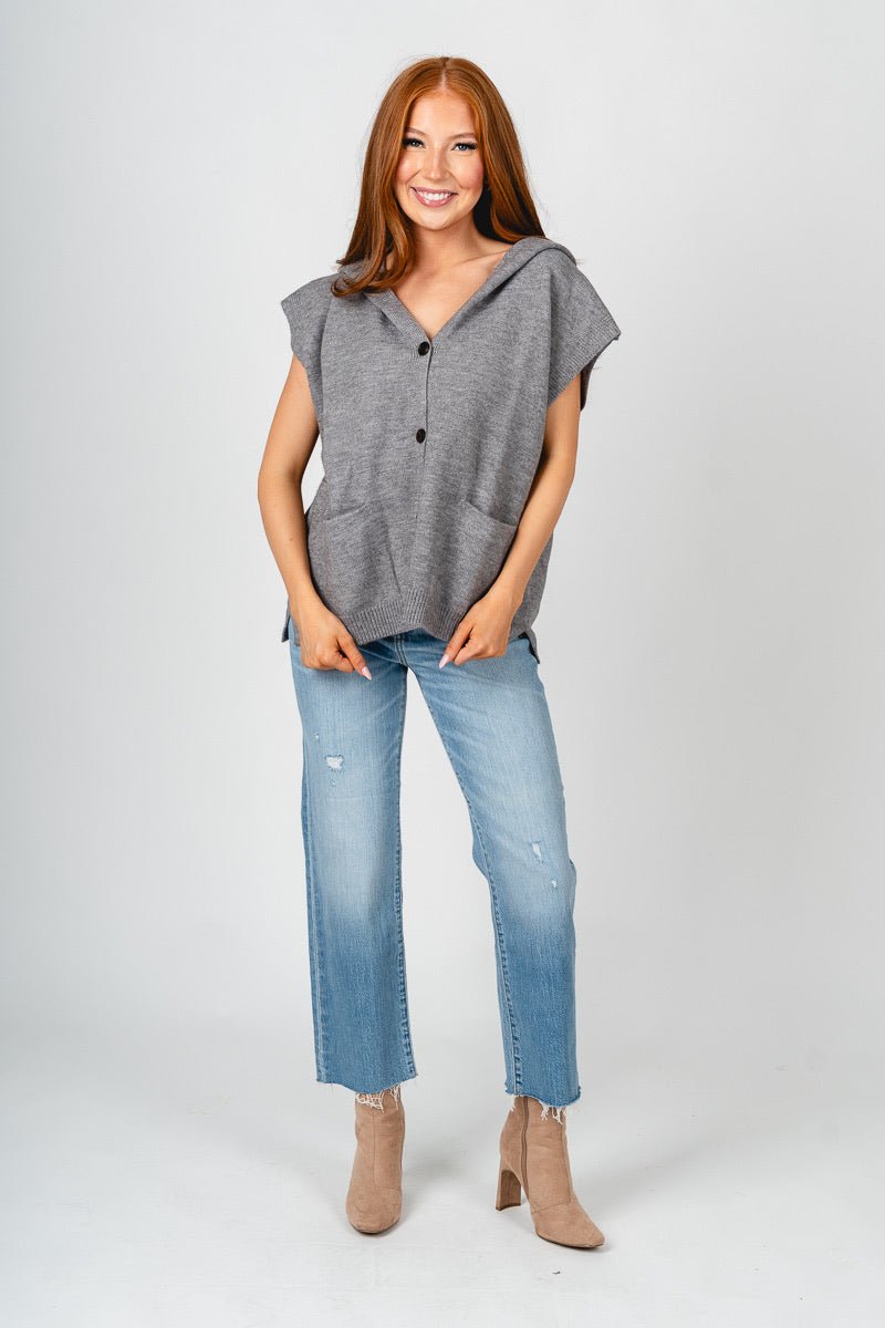 Hooded sweater vest heather grey