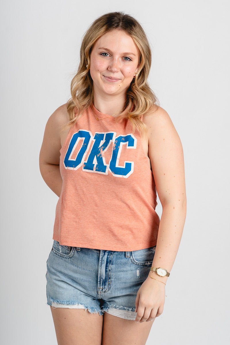 OKC block racerback tank top - Trendy Oklahoma City Basketball T-Shirts Lush Fashion Lounge Boutique in Oklahoma City