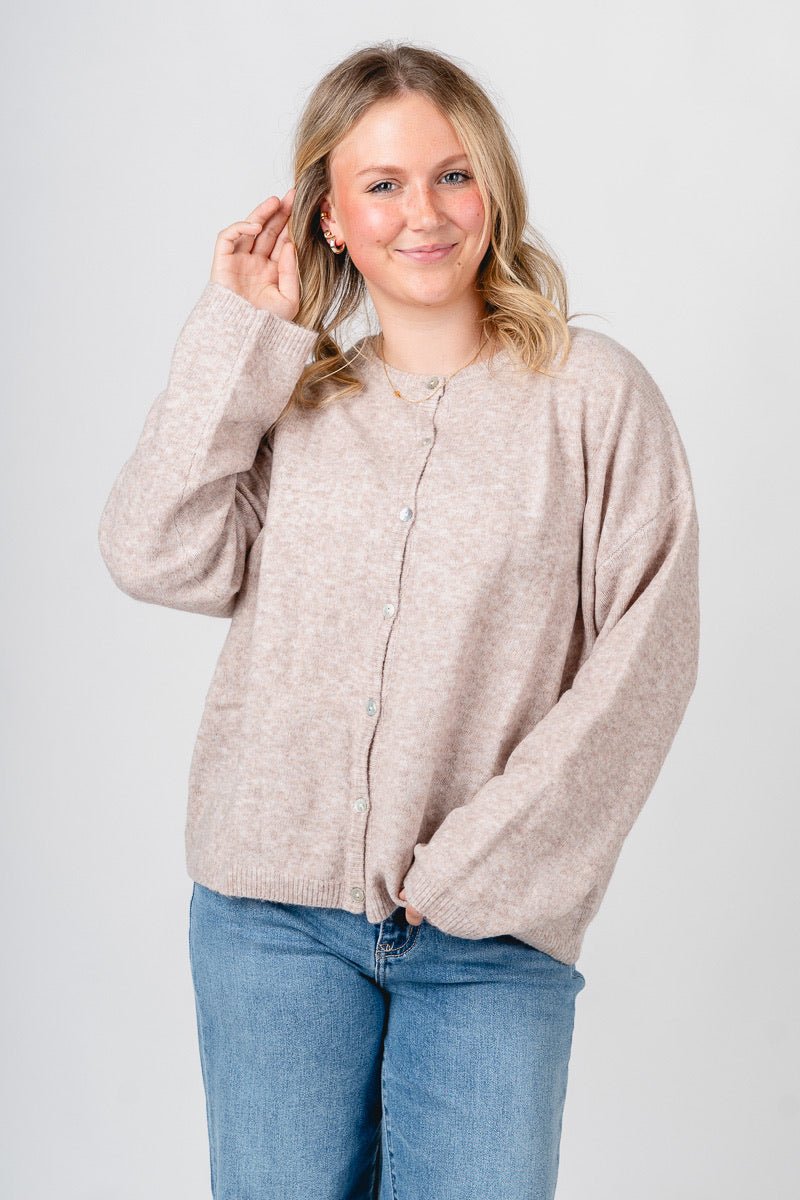 Button up sweater cardigan beige