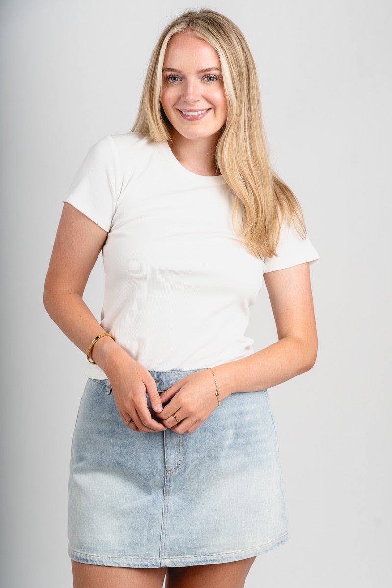 Denim mini skort light denim