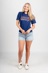 Oklahoma City horizontal lines bolt t-shirt navy - Trendy OKC Thunder T-Shirts at Lush Fashion Lounge Boutique in Oklahoma City