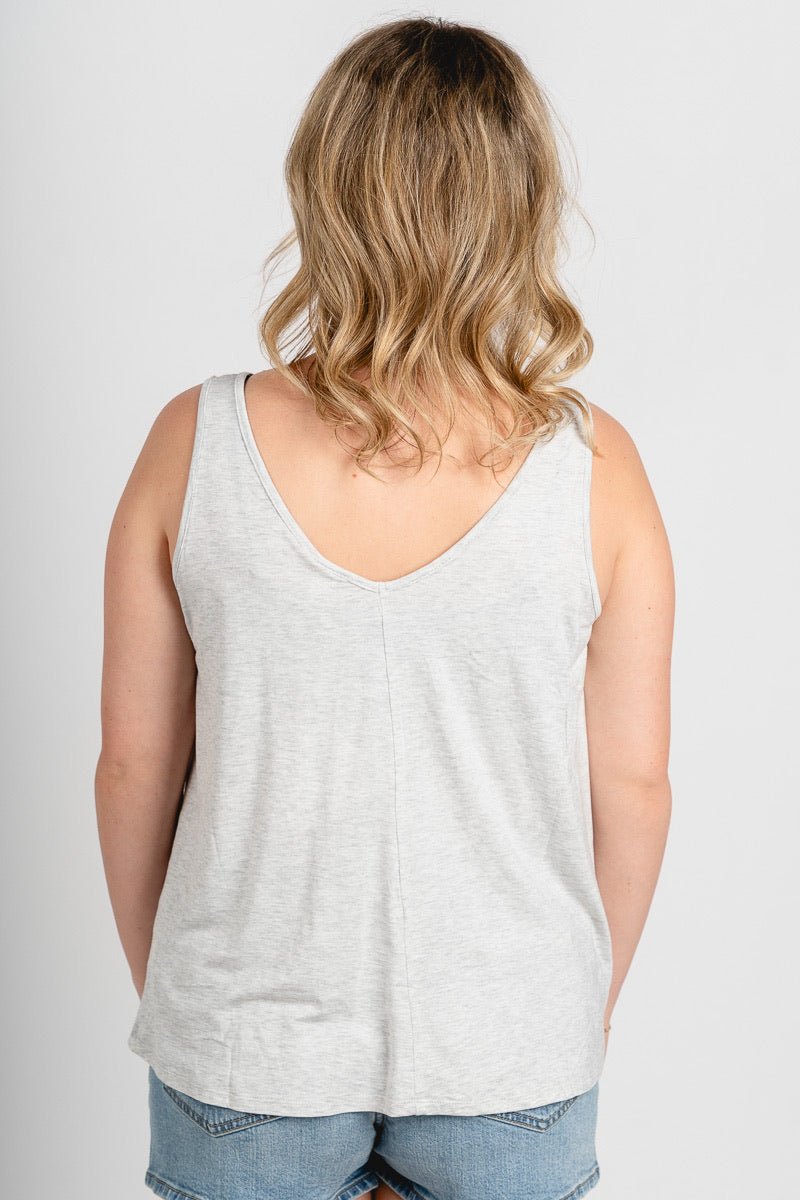V-neck flowy tank top heather grey
