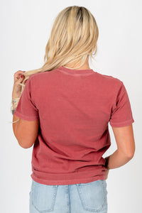 OU OU Sooners teddy bear comfort colors t-shirt crimson T-shirt | Lush Fashion Lounge Trendy Oklahoma University Sooners Apparel & Cute Gameday T-Shirts