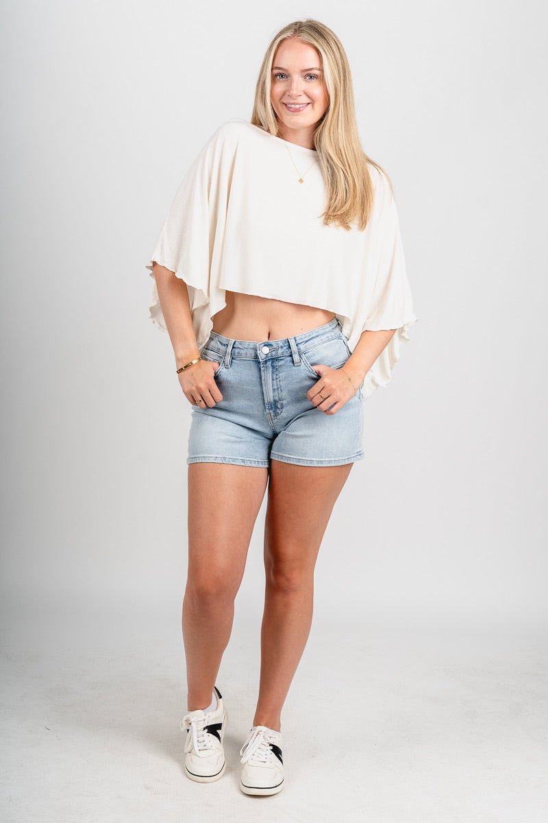 Off shoulder boxy top ivory