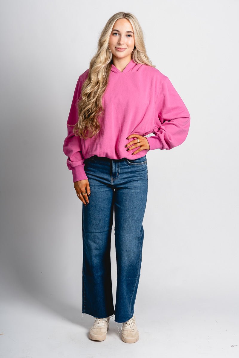 Remi bubble hem hoodie bubblegum