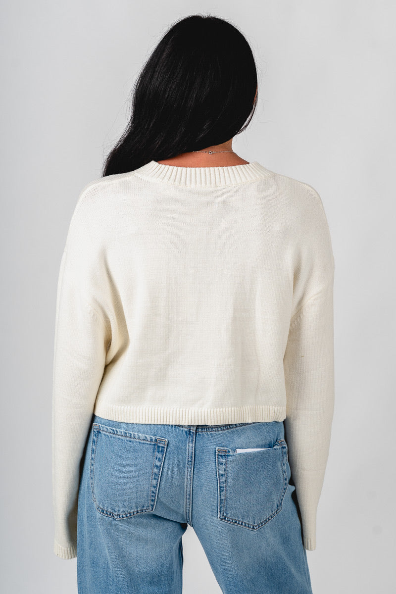 Button sweater cardigan bone