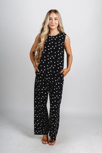 Polka dot tank top black Stylish Tank Top - Womens Fashion Tank Tops at Lush Fashion Lounge Boutique in Oklahoma City