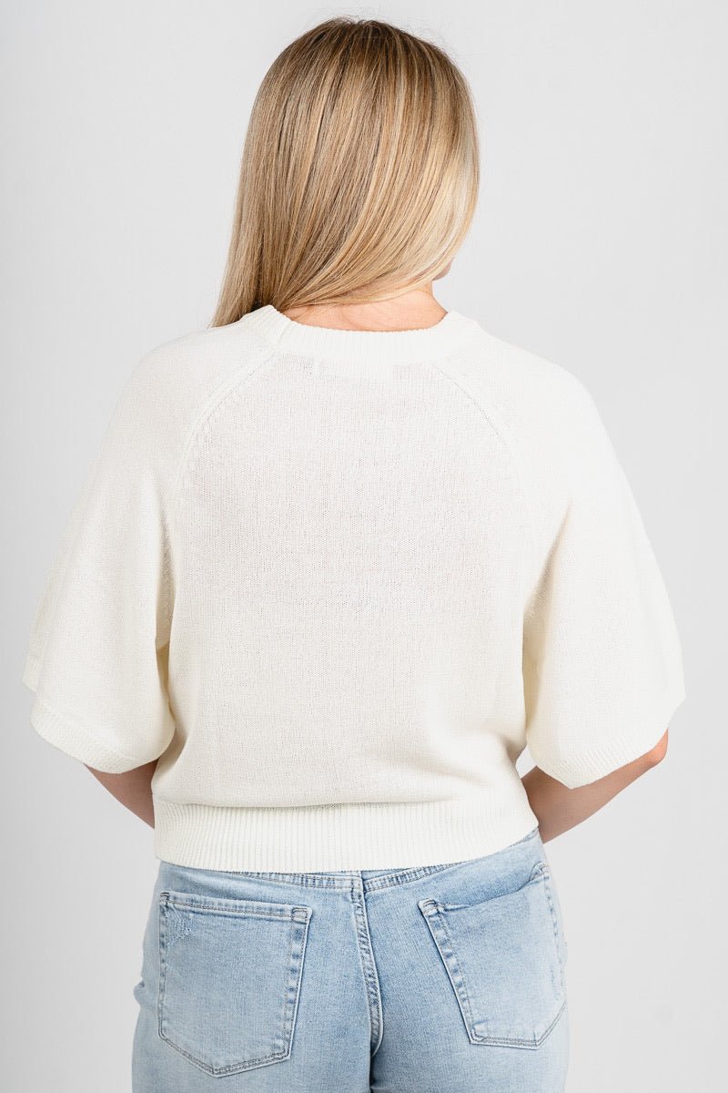 Raglan short sleeve sweater cream