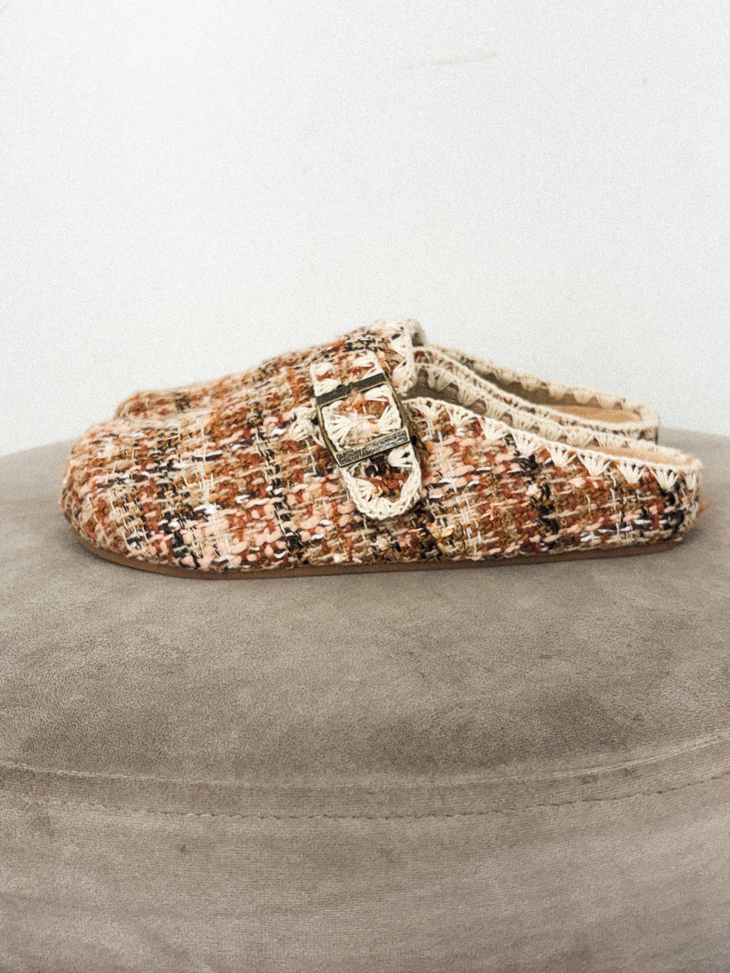 Teri tweed buckle mule chai - Trendy Shoes - Fashion Shoes at Lush Fashion Lounge Boutique in Oklahoma City
